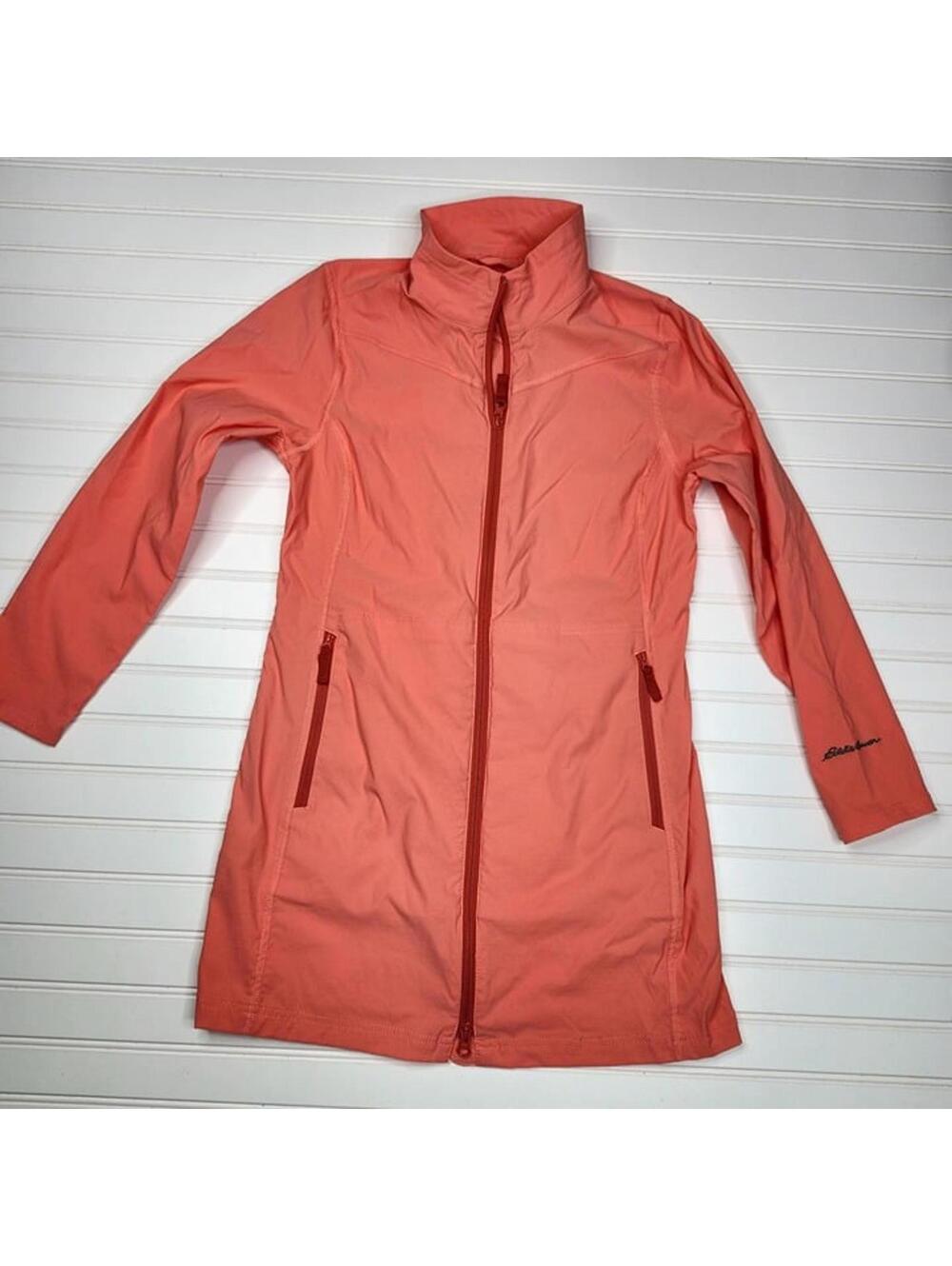 Eddie Bauer Coral Pink Lightweight Long Jacket Petite Medium